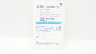 BD 367298 Vacutainer Safety-Lok Blood Collection Set 25G x 3/4inch x 12inch